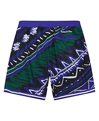 Mitchell & Ness Men's Purple Milwaukee Bucks Game Day Pattern Shorts
