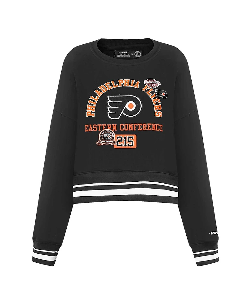 Pro Standard Women's Black Philadelphia Flyers Area Code Cropped Pullover Sweatshirt