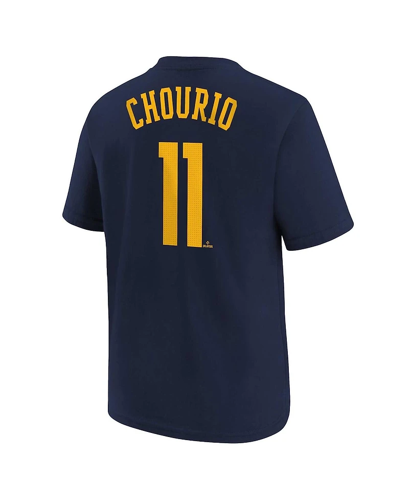 Nike Big Boys and Girls Jackson Chourio Navy Milwaukee Brewers Name Number T-Shirt