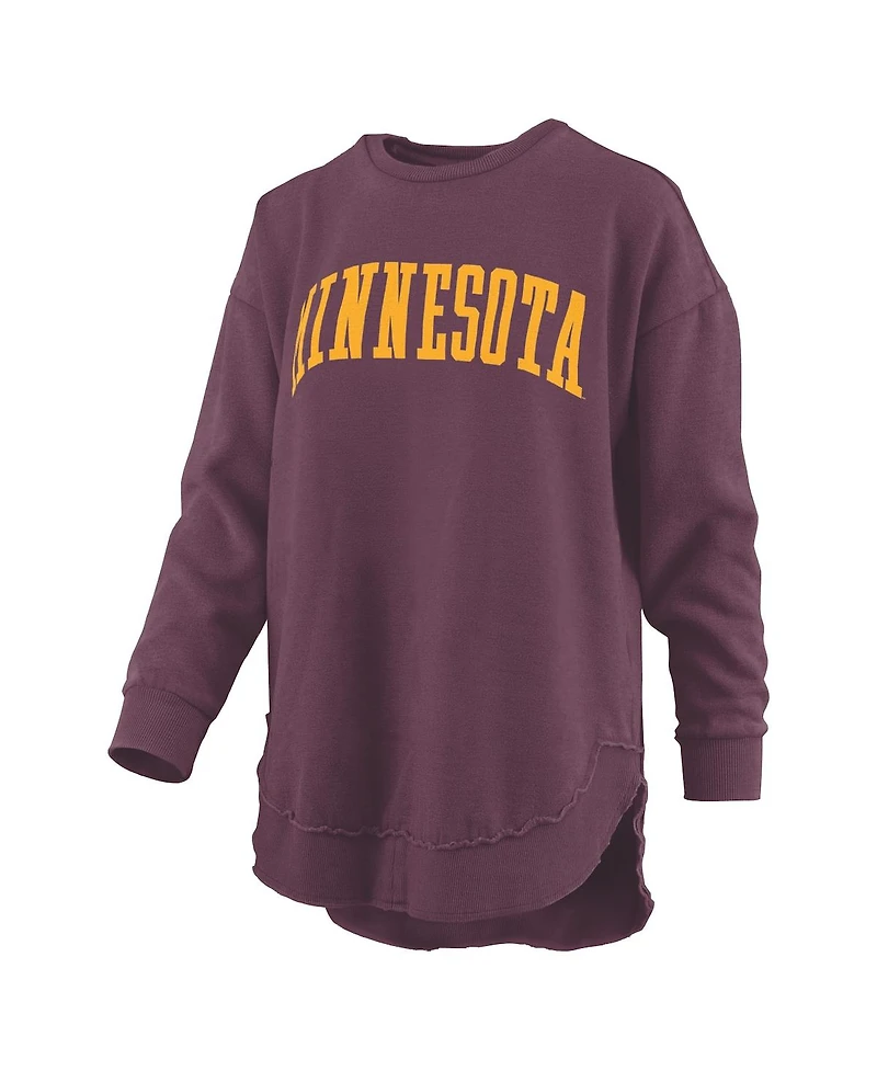 Pressbox Women's Maroon Minnesota Golden Gophers Melange Poncho Vintage Fleece Long Sleeve Pullover Sweatshirt