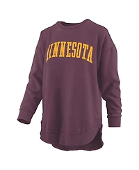 Pressbox Women's Maroon Minnesota Golden Gophers Melange Poncho Vintage Fleece Long Sleeve Pullover Sweatshirt