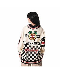 The Wild Collective Men's and Women's Cream Chicago Blackhawks Jacquard Full-Zip Sweater