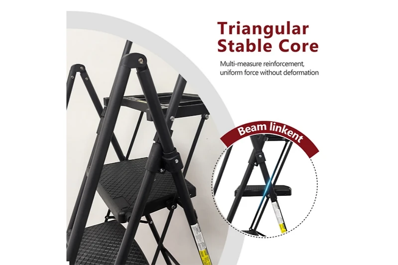 4-Stept Foldable Step Ladder with Tool Tray and Wide Non Slip Pedals, Convenient Handrails
