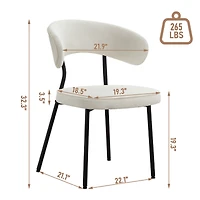 Dyhome Dining Chairs with Curved Backrest, Modern Fabric Upholstered Boucle Kitchen Dining Room Chairs Set of 2