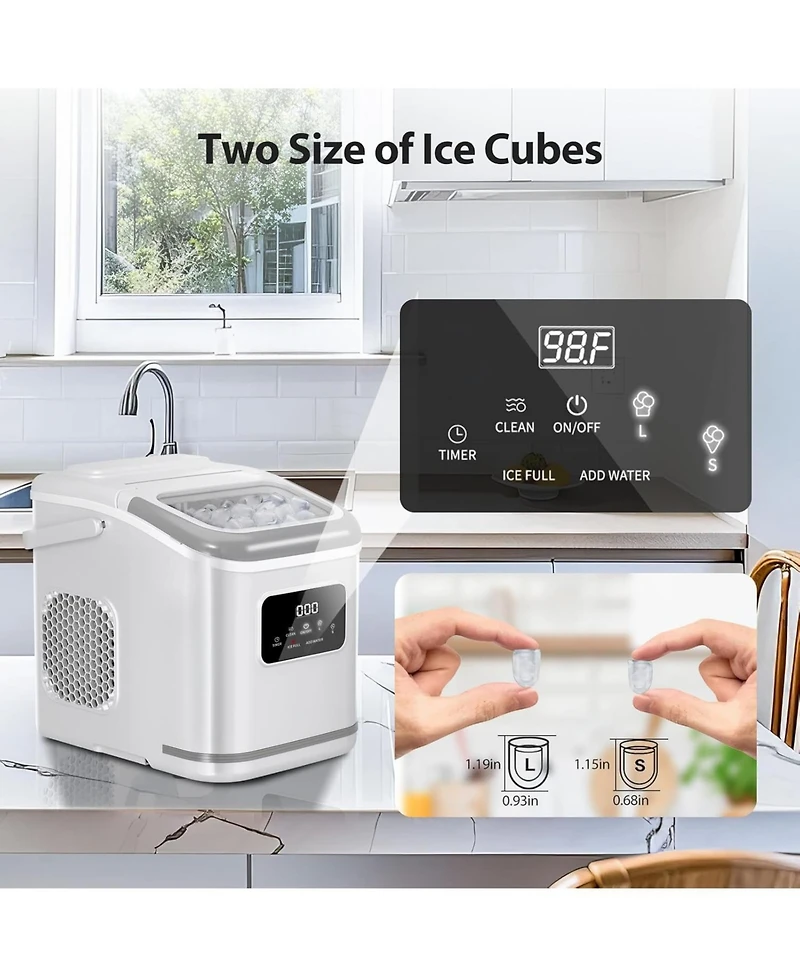Cowsar 26Lbs, Countertop Ice Maker, Self-Cleaning, Bullet Ice, Digital Screen, 9 Cubes in 6 Mins