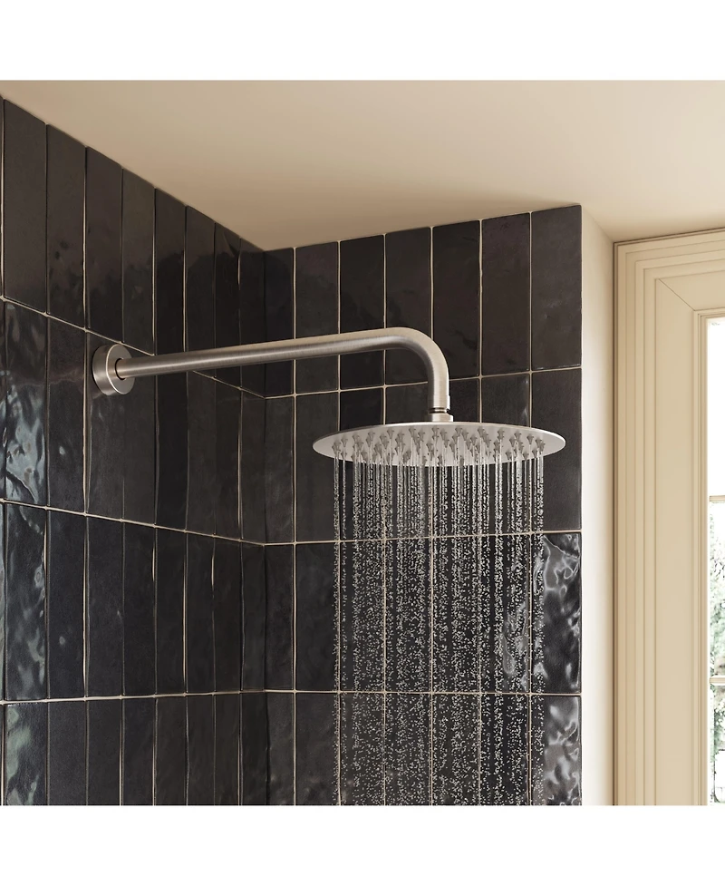 Round Wall-Mounted Shower Arm - 304 Stainless Steel, Universal 1/2" Npt Thread, Corrosion-Resistant, Easy Install, with Decorative Cover