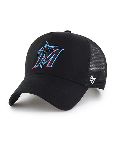 '47 Brand Men's Black Miami Marlins Ballpark Offside Adjustable Trucker Hat