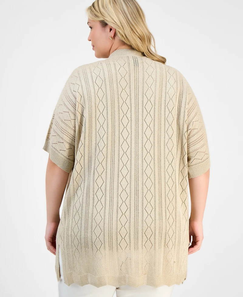 Jm Collection Plus Metallic Shine Cardigan Sweater, Exclusively at Macy's