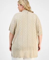 Jm Collection Plus Metallic Shine Cardigan Sweater, Exclusively at Macy's