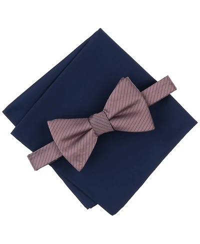 Alfani Men's Stripe Bow Tie & Solid Pocket Square Set, Exclusively at Macy's