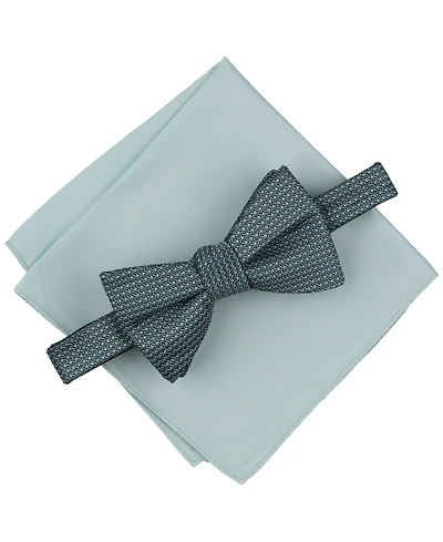 Alfani Men's Mini-Pattern Bow Tie & Solid Pocket Square Set, Exclusively at Macy's