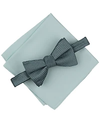 Alfani Men's Mini-Pattern Bow Tie & Solid Pocket Square Set, Exclusively at Macy's