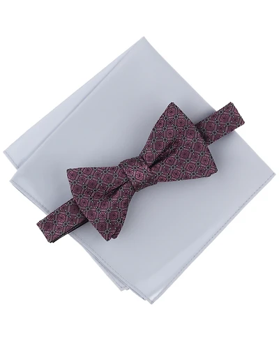 Alfani Men's Geo-Pattern Bow Tie & Solid Pocket Square Set