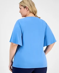 Jm Collection Plus Flutter-Sleeve Top, Exclusively at Macy's