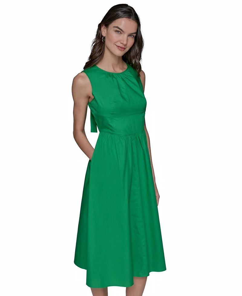 Karl Lagerfeld Paris Petite Cotton Bow-Back A-Line Dress