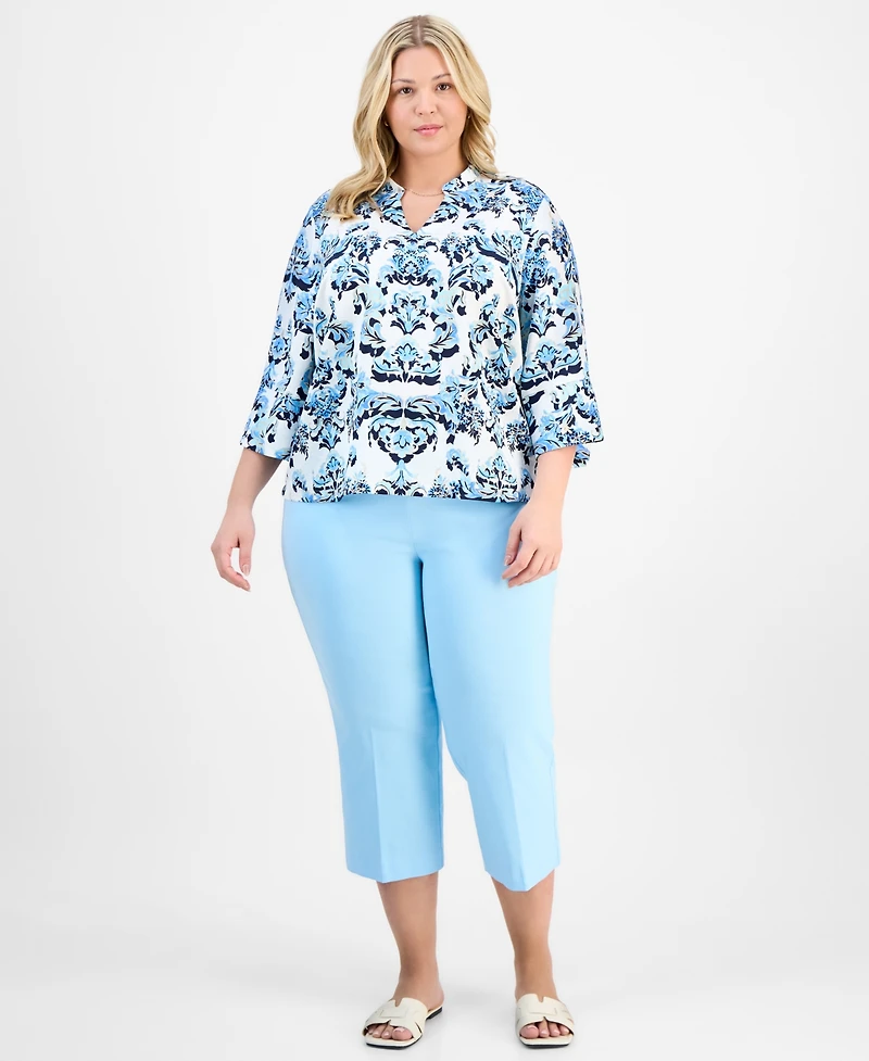 Jm Collection Plus Printed Jacquard Blouse, Exclusively at Macy's