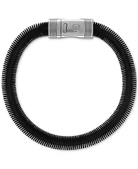 Esquire Men's Jewelry Flat Snake Chain Bracelet in Black Ion-Plated Stainless Steel & Stainless Steel