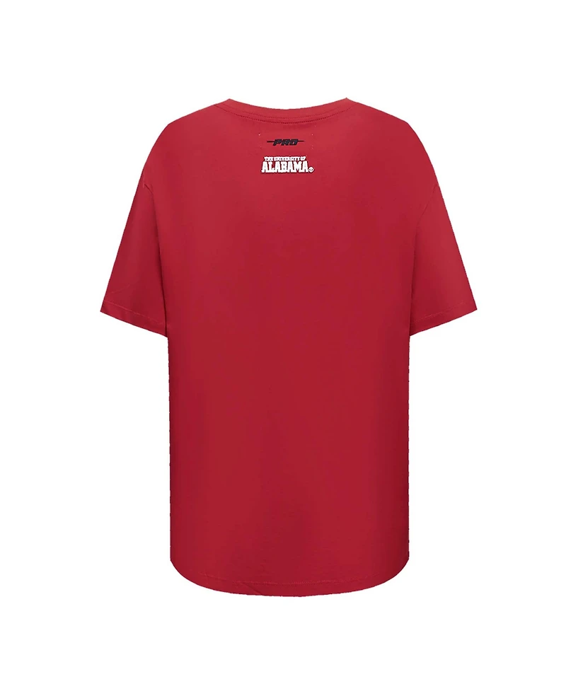 Pro Standard Women's Crimson Alabama Tide Script Tail Oversized Boyfriend T-Shirt