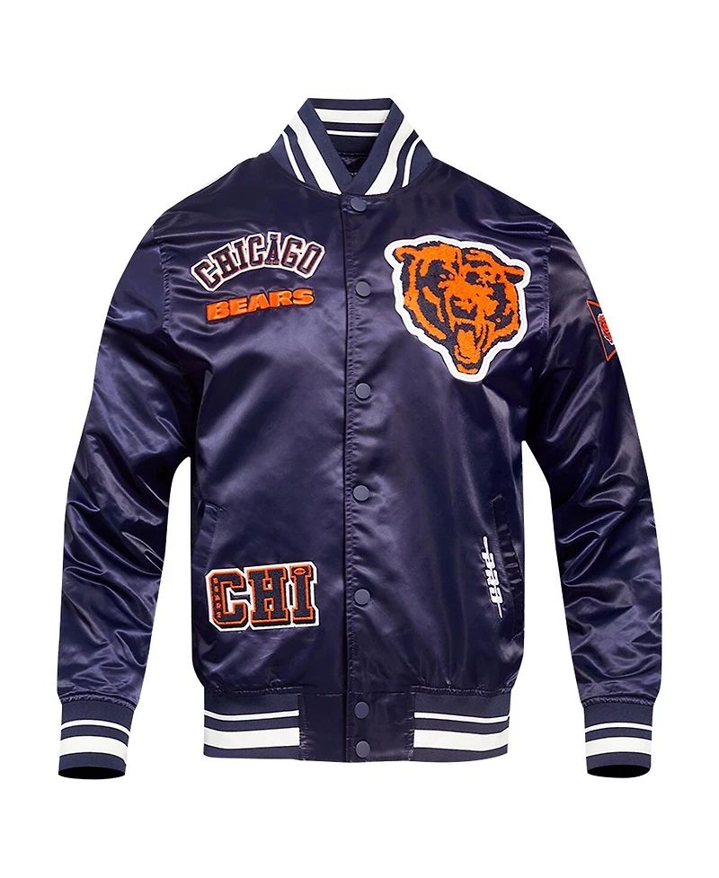 Pro Standard Men's Navy Chicago Bears Sublimated Satin Full-Snap Jacket