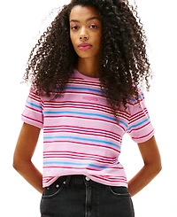 Tommy Jeans Women's Regular Fit Script Stripe Logo Tee
