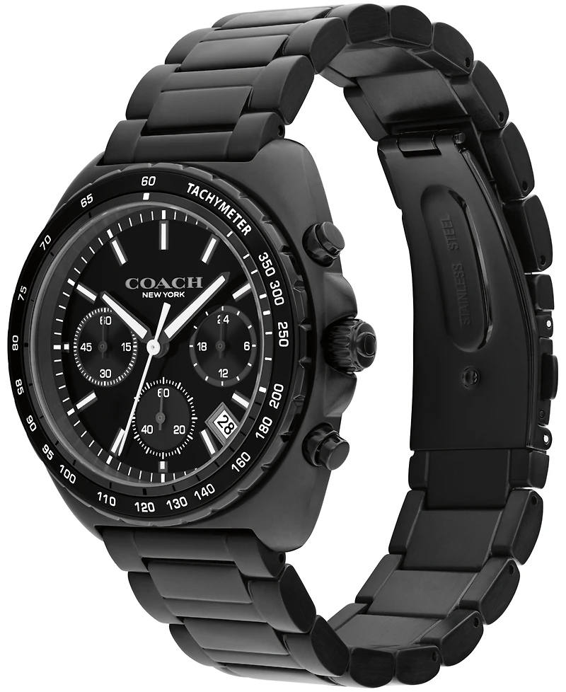 Coach Men's Charter Ionic Plated Black Steel Bracelet Watch, 39mm