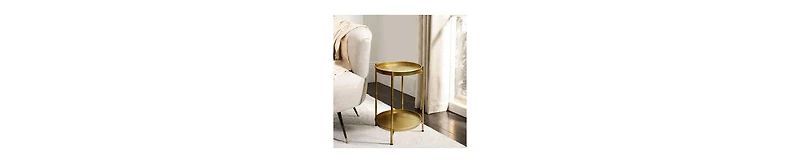 High Round Side Table – 2-Tier Design with Sturdy Iron Frame
