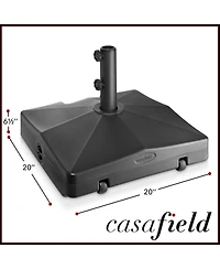 64lb Capacity Fillable Mobile Umbrella Base Stand 2 Wheels and Handle - Brown