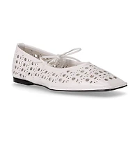 Sway Slit White Leather Ballet Flats