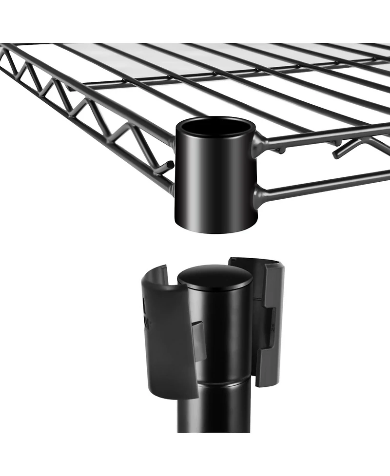 Simple Deluxe Heavy Duty 3-Shelf Shelving with Wheels, Adjustable Storage Units, Steel Organizer Wire Rack, 23" W x 13" D x 33" H, Black