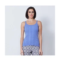 Etcetera Women's Blue Rib-Knit Cami Sweater Top Santorini