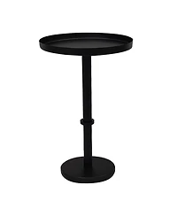 Modern Side End Table with Round Tray Top and Sleek Column Support for Contemporary Home Decor