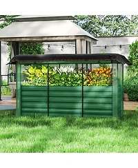 Outsunny Galvanized Raised Garden Bed with Crop Cage & Shade Cloth