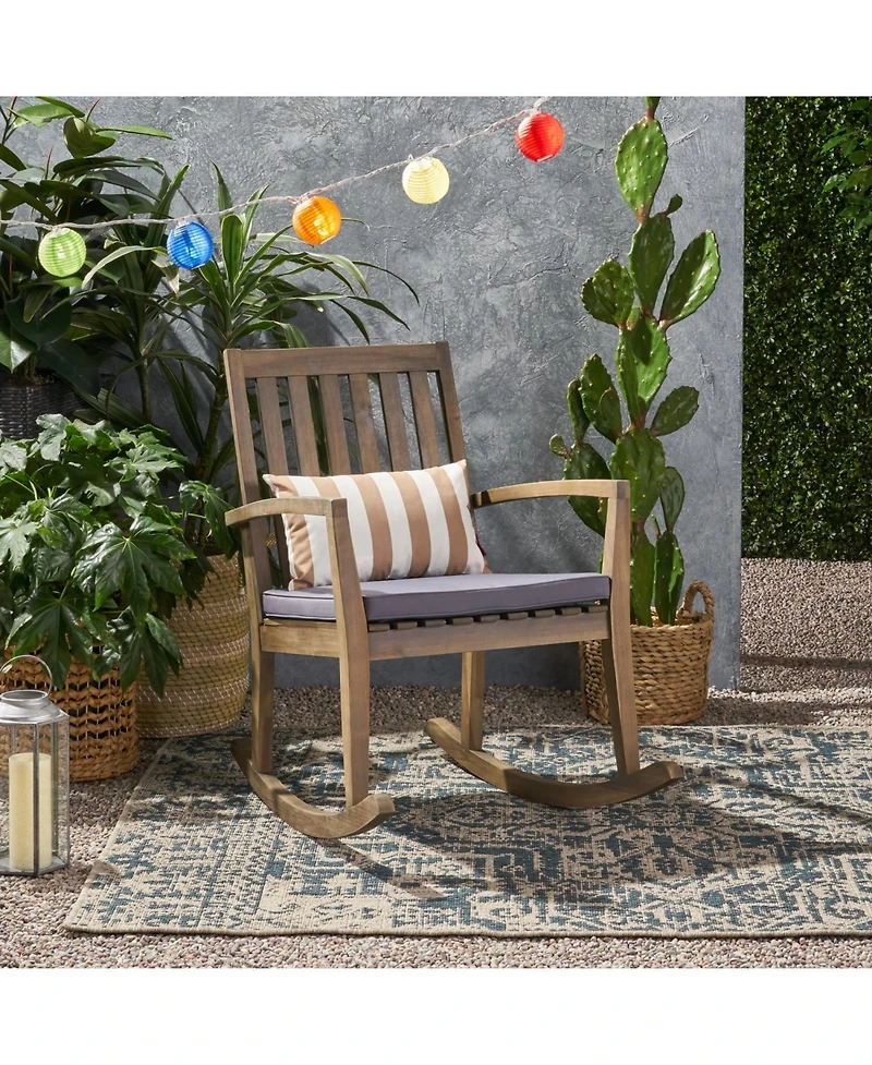Streamdale Cozy and Comfortable Acacia Wood Rocking Chair with Cushioned Seat for Outdoor Relaxation
