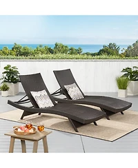 Streamdale Brown Wicker Adjustable Lounge Chair Set