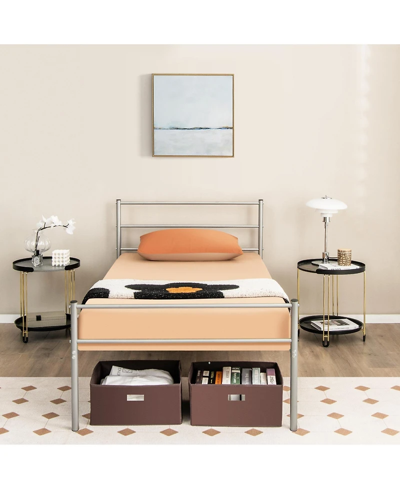 Twin Size Metal Bed Frame Platform with Headboard