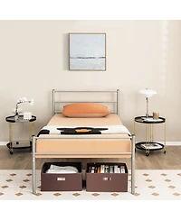 Twin Size Metal Bed Frame Platform with Headboard