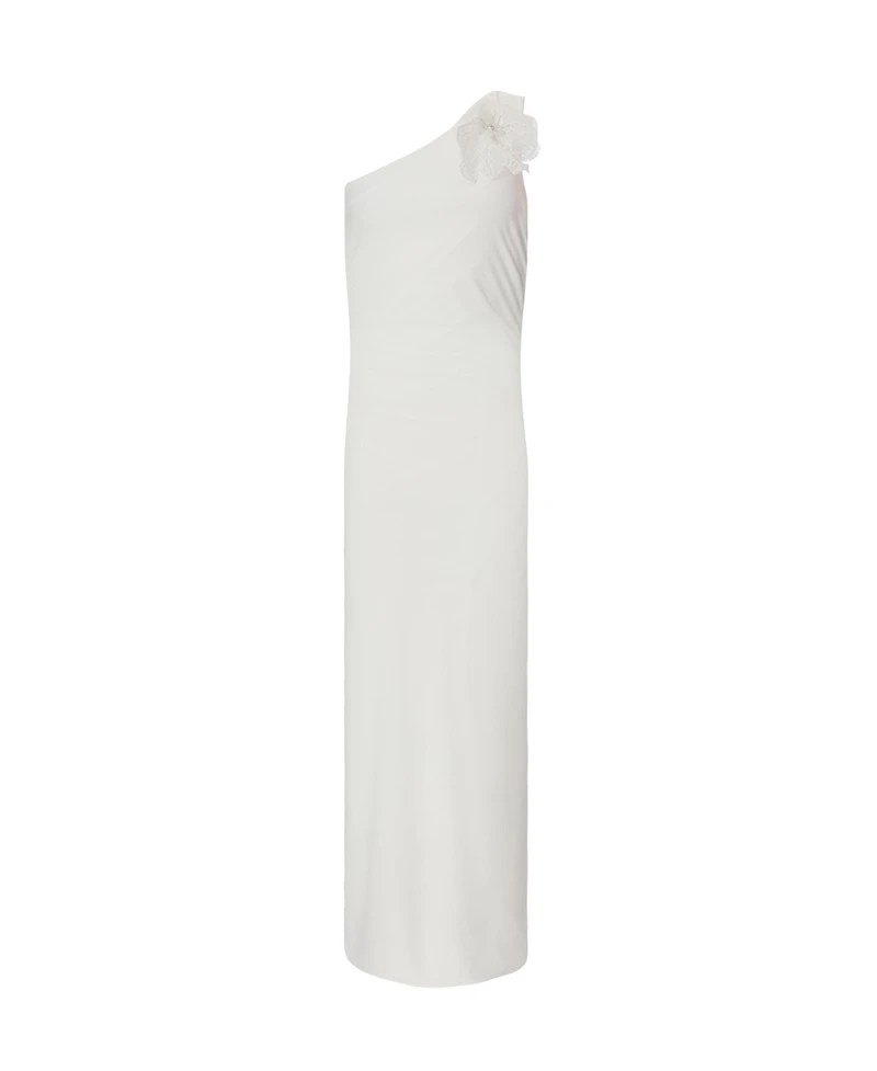 Quiz Women's Asymmetric Scuba Crepe Maxi Dress With 3D Floral Detail