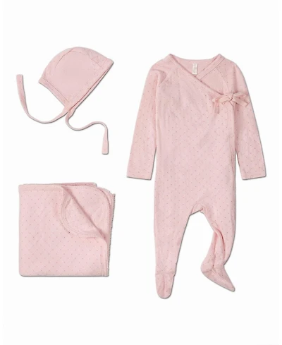 MeMoi Baby Girls 3 Piece "Little Hearts" Pointelle Footie Set