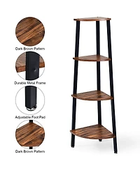 4-Tier Corner Shelf Metal Storage Rack Domestic Bookcase