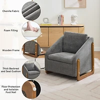 Streamdale Modern Chenille Armchair with Wooden Frame