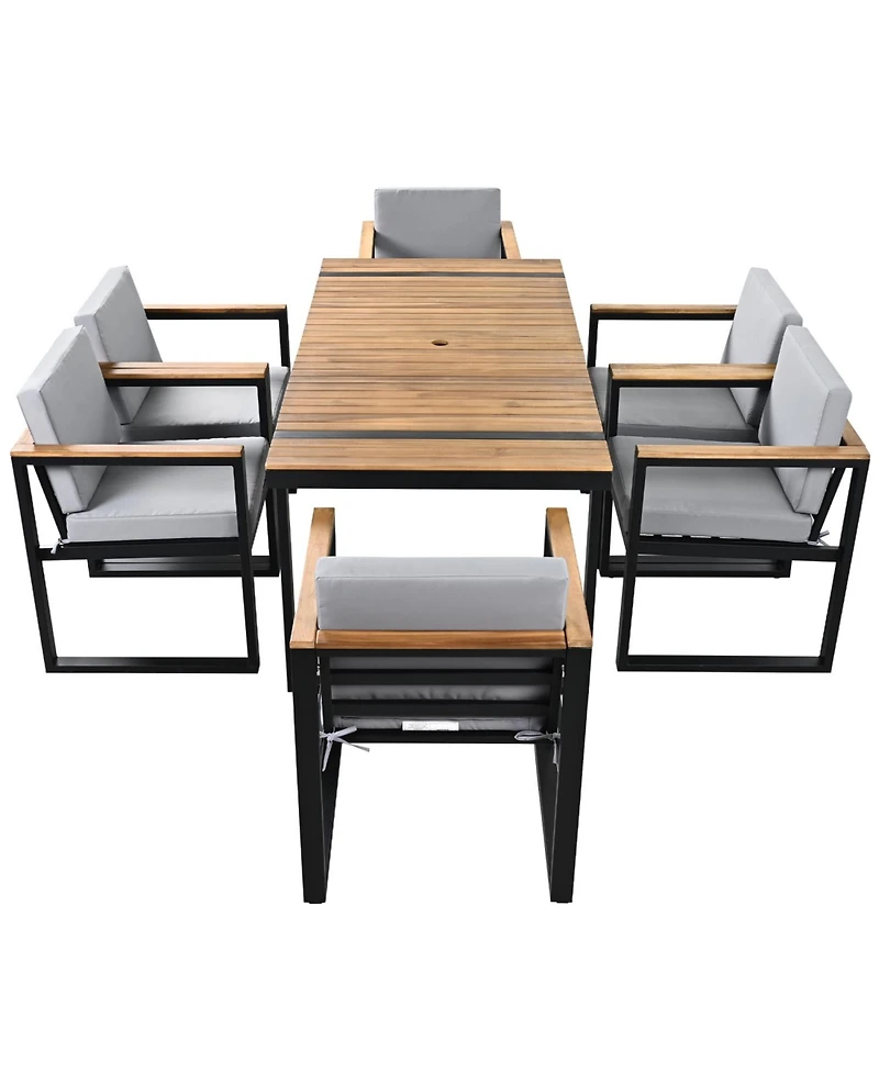 Streamdale 7-Piece Outdoor Dining Set, Table, Chairs, Cushions, Grey