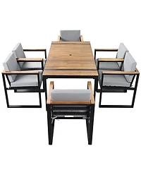 Streamdale 7-Piece Outdoor Dining Set, Table, Chairs, Cushions, Grey