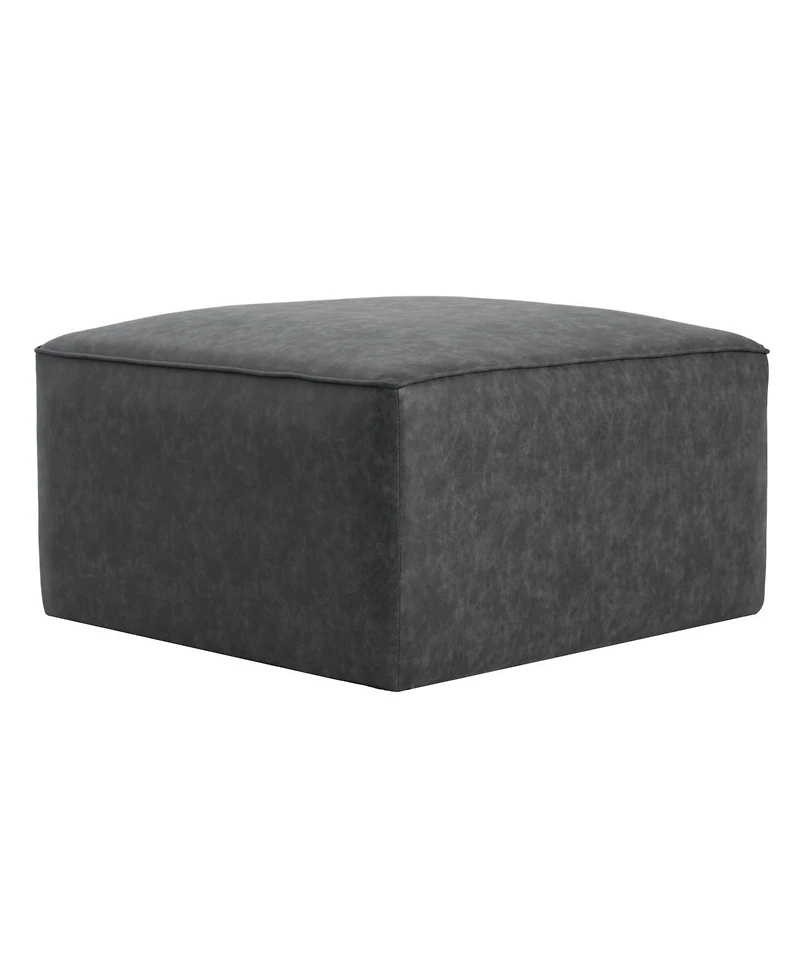 Streamdale Square Pu Leather Ottoman,Black