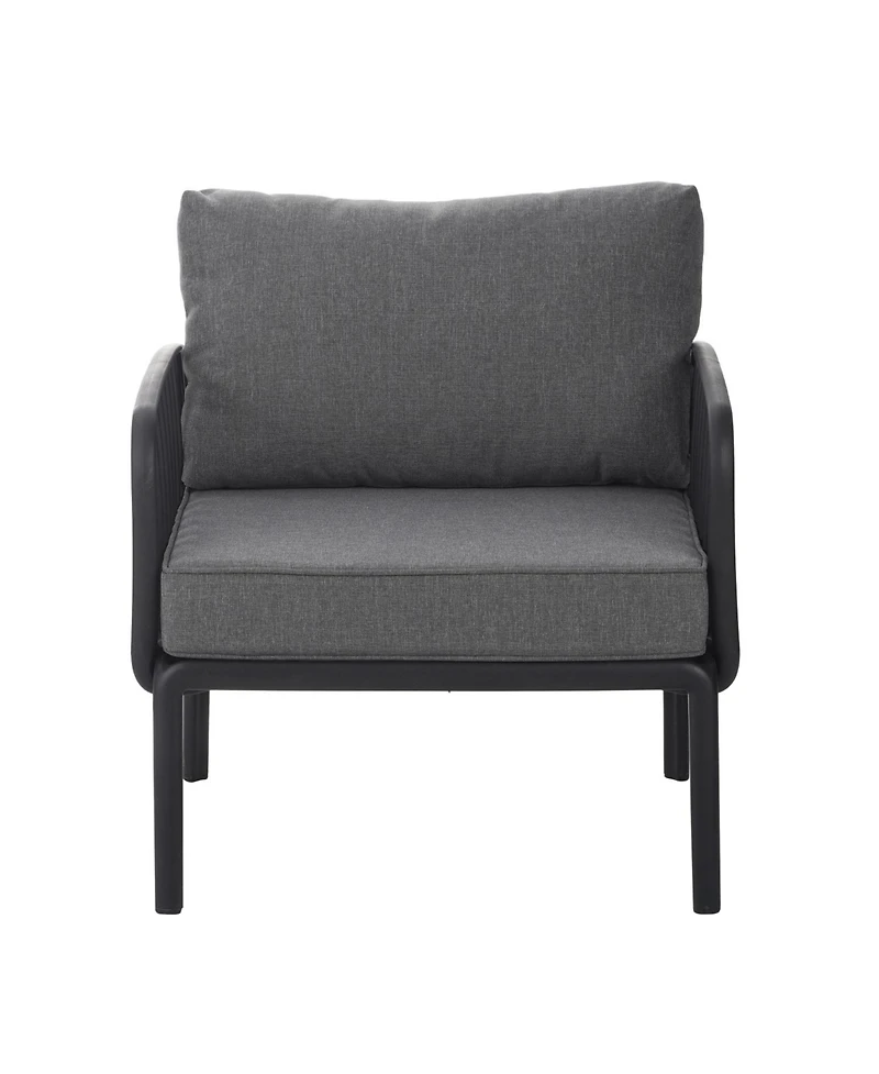 Streamdale Outdoor Club Chairs (Set of 2), Modern, Waterproof Cushions, Black/Gray