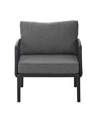 Streamdale Outdoor Club Chairs (Set of 2), Modern, Waterproof Cushions, Black/Gray