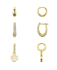 Unwritten Crystal and Mother of Pearl Hoop Earring Trio Set