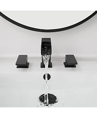 8 in. Widespread Double Handle Black Bathroom Faucet Set 3 Holes Vanity Sink With Metal Drain In Matte Black