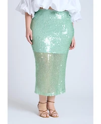 Eloquii Women's Semi Sheer Sequin Midi Skirt