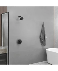 Single Handle 6-Spray Shower Faucet Set Trim Kit 1.8 Gpm with Valve and Filtered Shower Head in. Matte Black