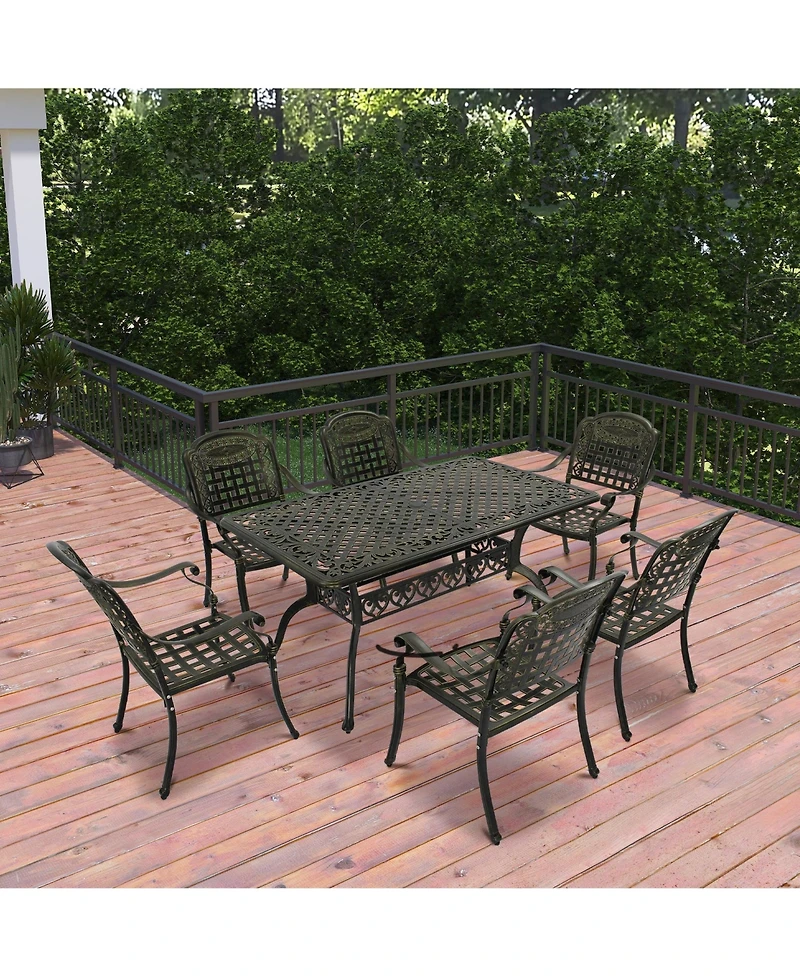 Mondawe 7-Piece Outdoor Patio Furniture Set Dinning Chair with Foldable Table